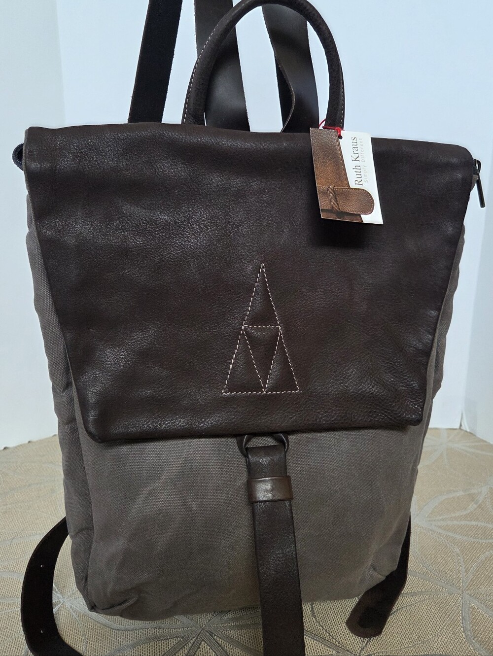 NWT, Ruth Kraus Waxed Canvas And Leather Backpack!